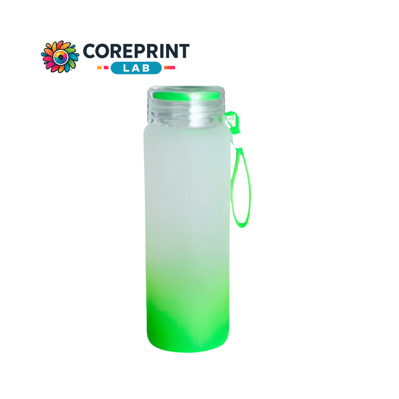 Botella de Vidrio Satinado con Fondo Verde 16 oz – Ideal para Sublimación y Personalización Profesional