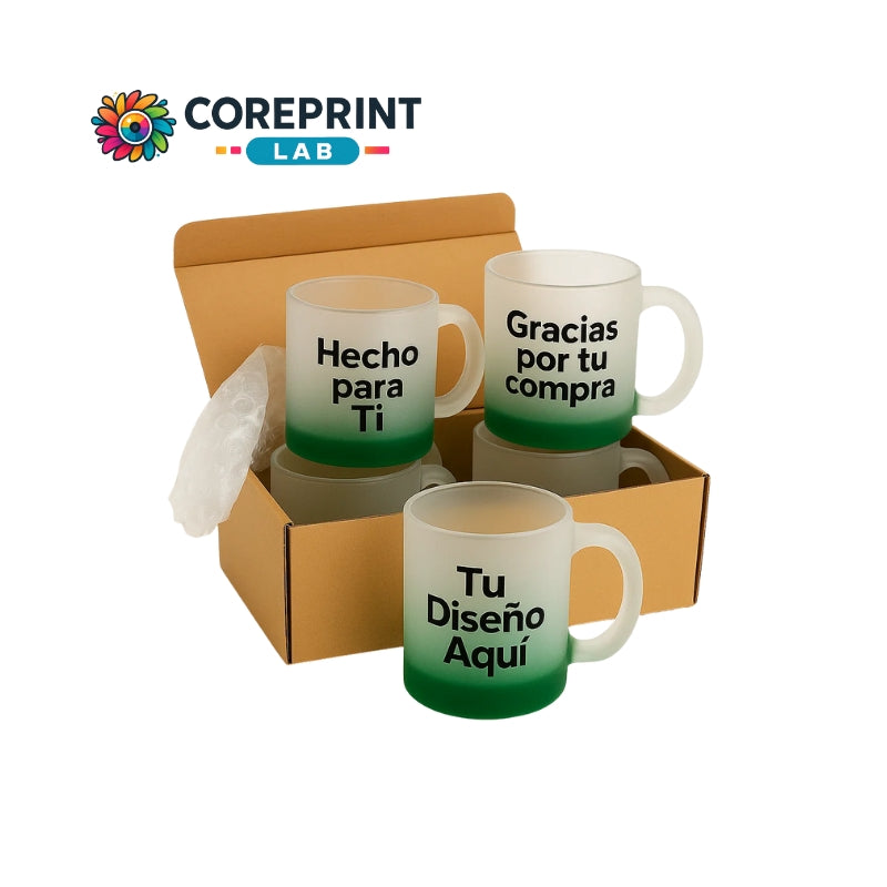 Taza Sublimada Vidrio Mate con Fondo de Color 11 oz Personalizada