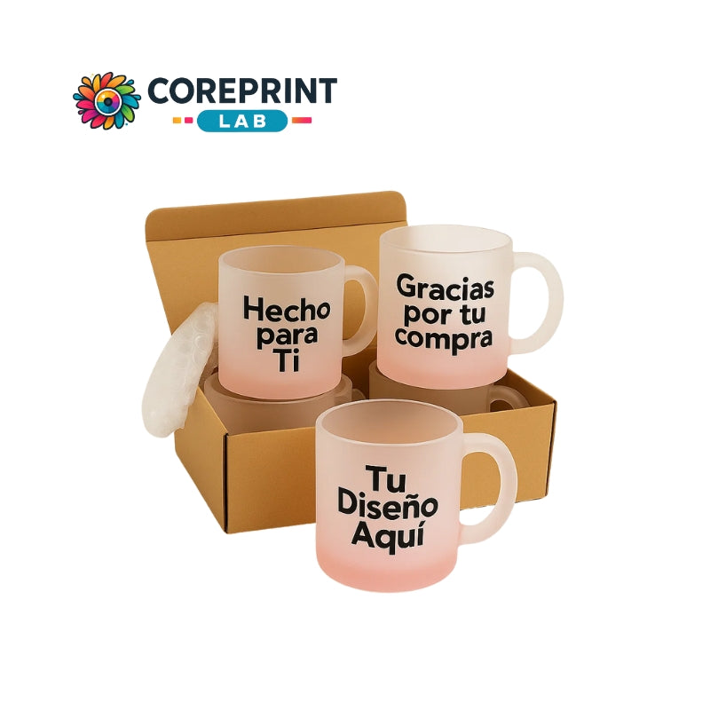 Taza Sublimada Vidrio Mate con Fondo de Color 11 oz Personalizada