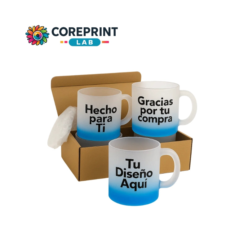 Taza Sublimada Vidrio Mate con Fondo de Color 11 oz Personalizada