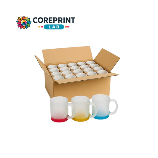 Taza Vidrio Mate con Fondo de Color 11oz – Caja de 36 Piezas