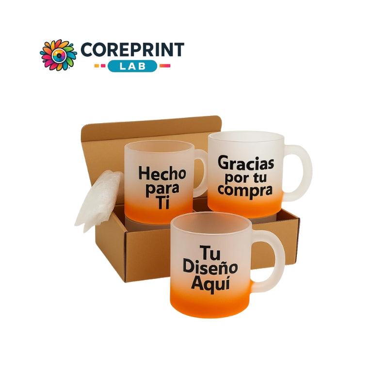 Taza Sublimada Vidrio Mate con Fondo de Color 11 oz Personalizada