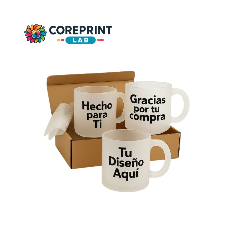 Taza Sublimada Vidrio Mate con Fondo de Color 11 oz Personalizada