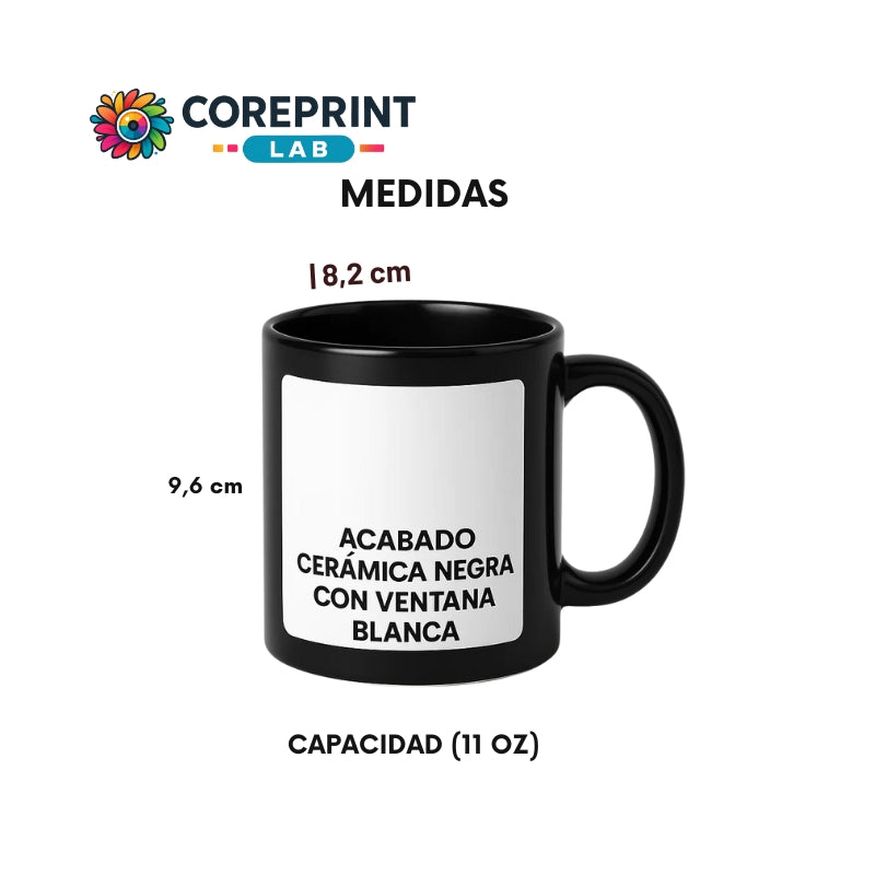 Taza Sublimada Negra con Ventana 11 oz Personalizada
