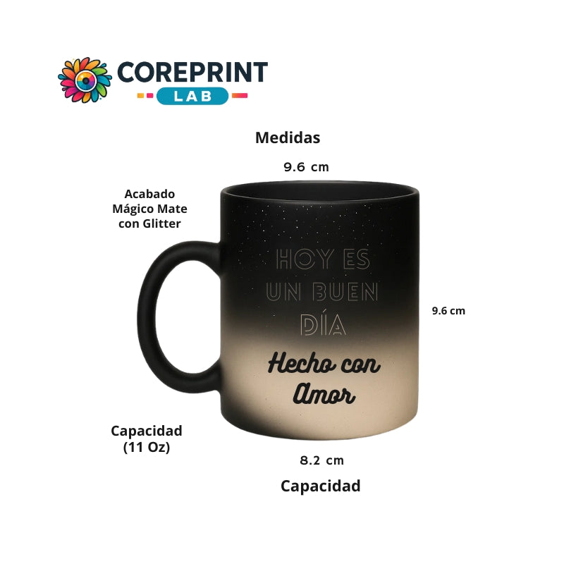 Taza Sublimada Mágica Mate con Glitter 11 oz Personalizada