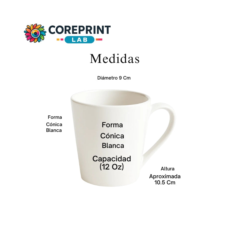 Taza Sublimada Cónica Blanca 12 oz Personalizada