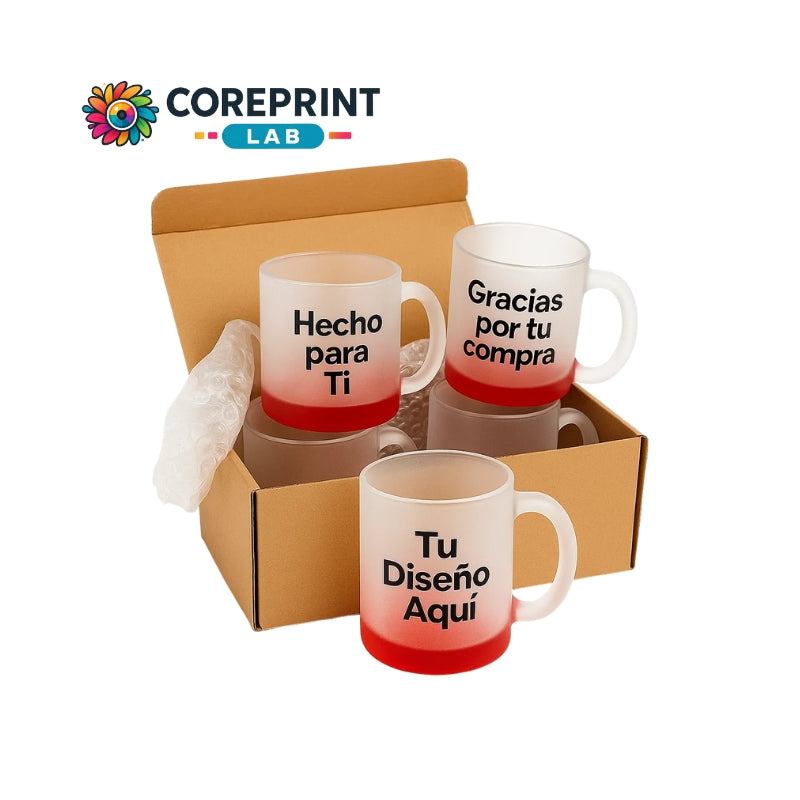 Taza Sublimada Vidrio Mate con Fondo de Color 11 oz Personalizada