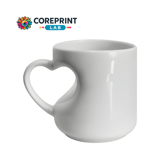 Taza Blanca Cuerpo y Asa Corazón 11oz para Sublimación