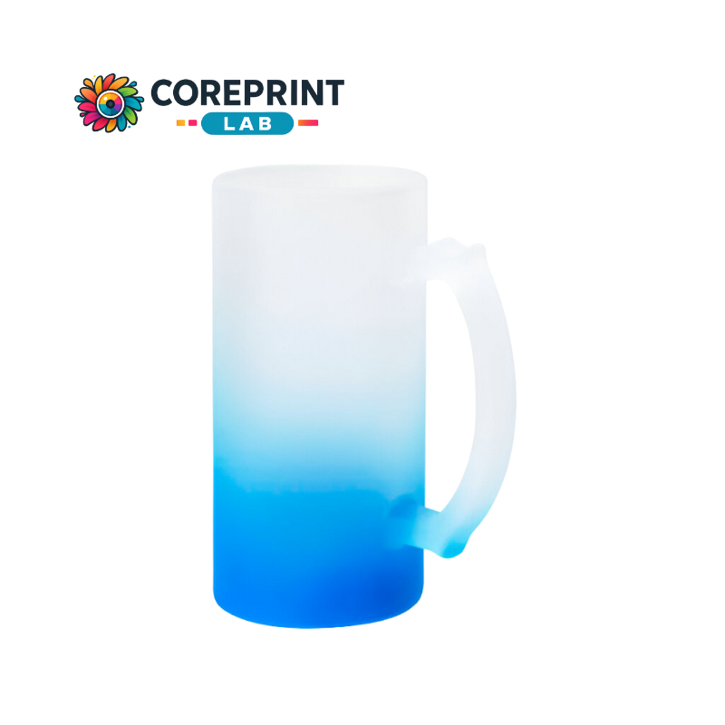 Tarro de Vidrio Satinado con Fondo Azul 16oz – Calidad Doble AA para Sublimación Profesional