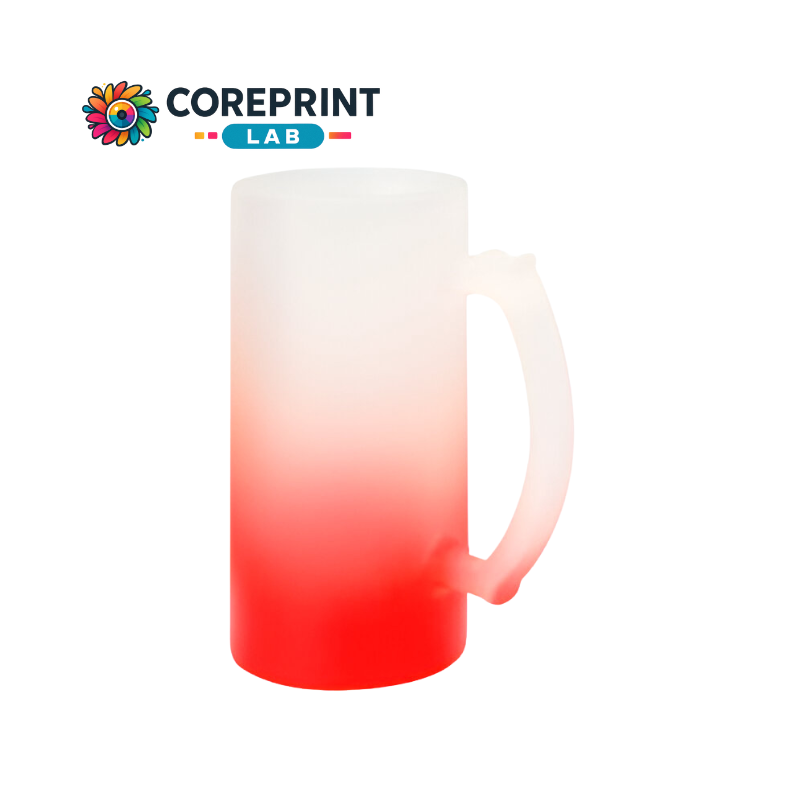 Tarro de Vidrio Satinado con Fondo Rojo 16oz – Calidad Doble AA para Sublimación Profesional