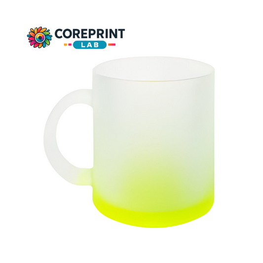 Taza de Vidrio Satinado Amarilla 11oz para Sublimación