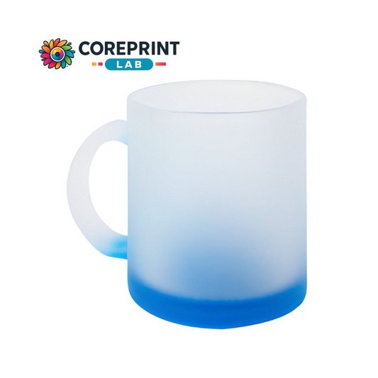 Taza de Vidrio Satinado Azul 11oz para Sublimación