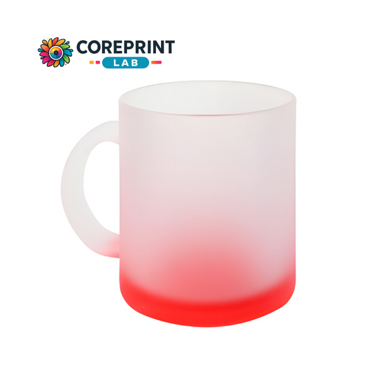 Taza de Vidrio Satinado Roja 11oz para Sublimación