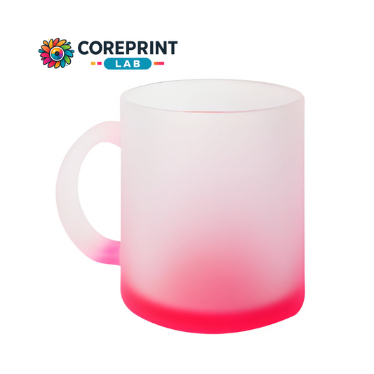 Taza de Vidrio Satinado Rosa 11oz para Sublimación