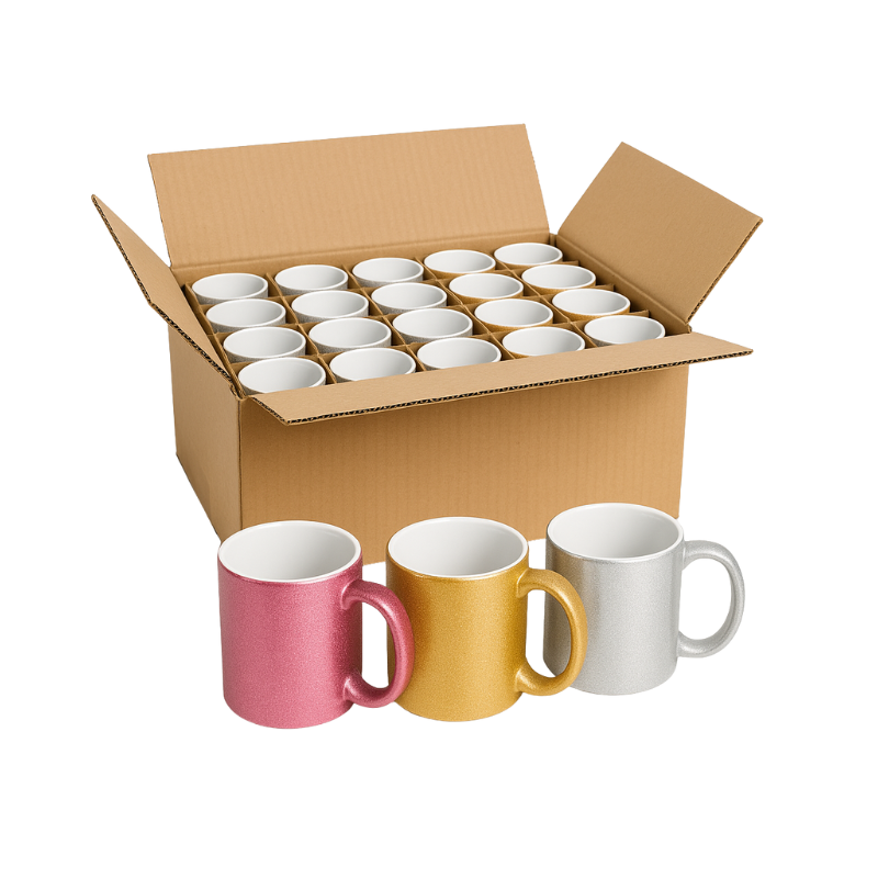 Taza Glitter para Sublimación 11oz – Caja de 36 Piezas