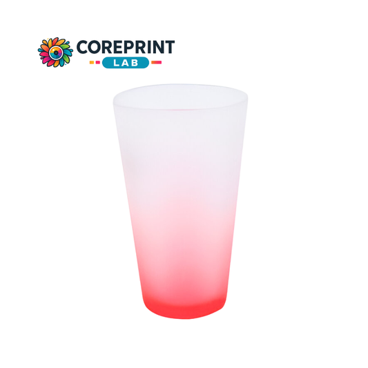 Vaso de Vidrio Cervecero Satinado con Fondo Rojo 17 oz – Ideal para Sublimación