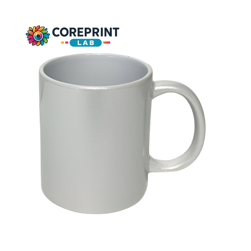 Taza Aperlada Plata 11 oz – Elegancia, Brillo y Estilo para Sublimación