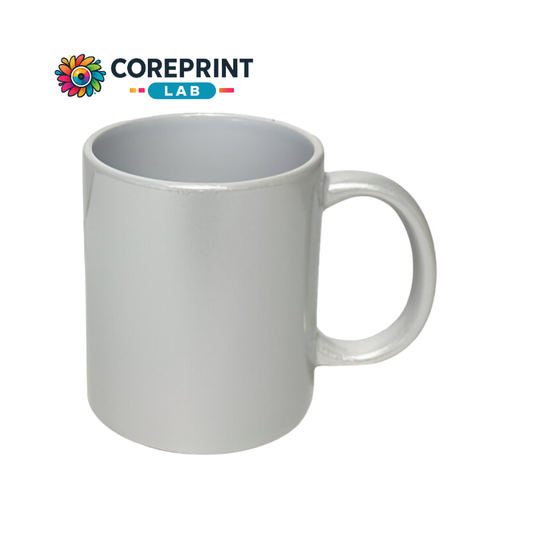 Taza Aperlada Plata 11 oz – Elegancia, Brillo y Estilo para Sublimación