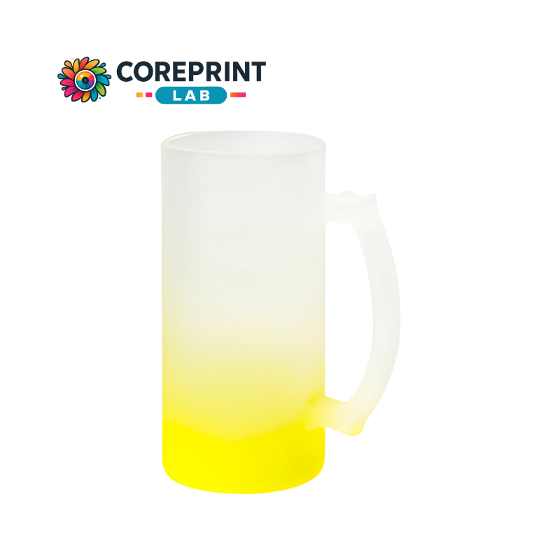 Tarro de Vidrio Satinado con Fondo Amarillo 16oz – Calidad Doble AA para Sublimación Profesional