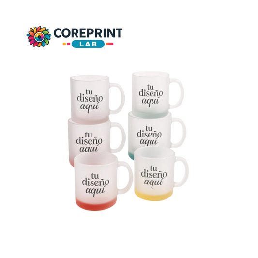 Taza Sublimada Vidrio Mate con Fondo de Color 11 oz Personalizada