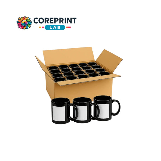 Taza Negra con Ventana para Sublimación 11oz – Caja de 36 Piezas
