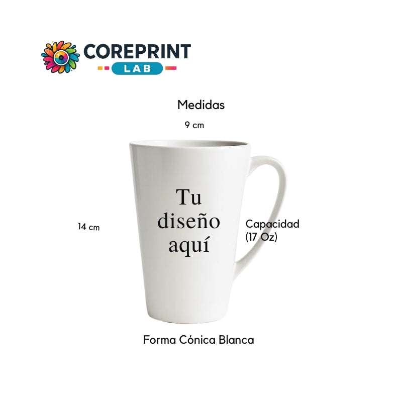 Taza Sublimada Cónica Blanca 17 oz Personalizada