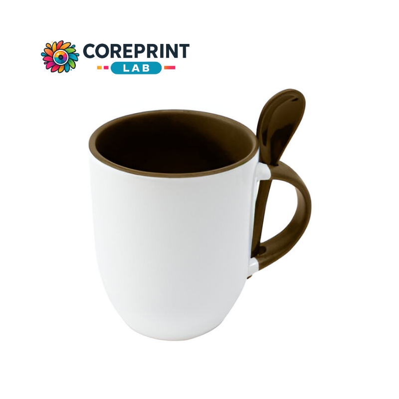 Taza Blanca con Cuchara Café 11oz para Sublimación