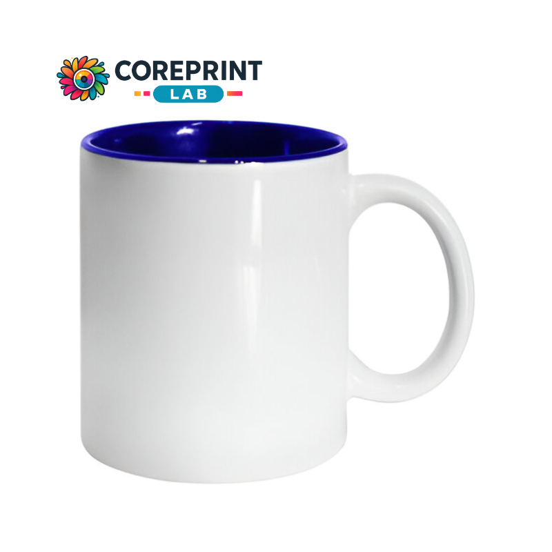 Taza Blanca Interior Azul Cobalto 11oz para Sublimación