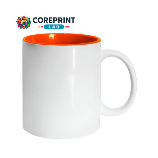 Taza Blanca Interior Naranja 11oz para Sublimación
