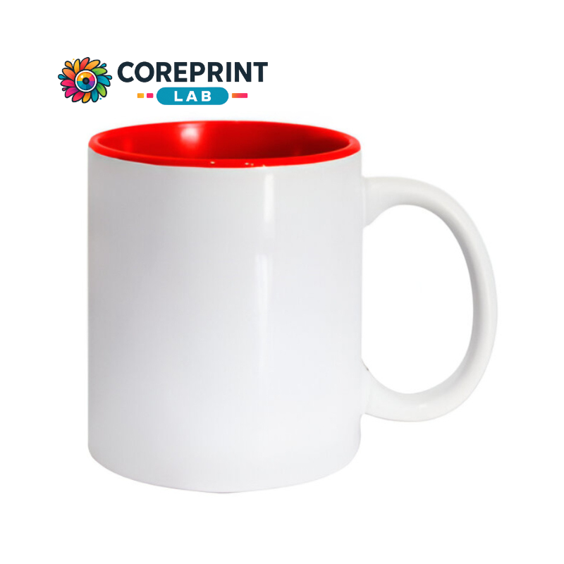 Taza Blanca Interior Rojo 11oz para Sublimación