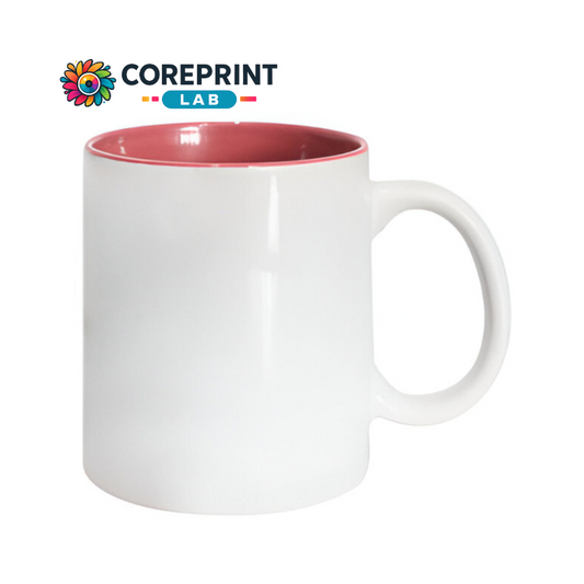 Taza Blanca Interior Rosa 11oz para Sublimación
