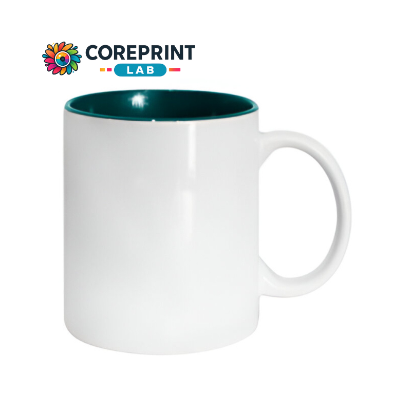 Taza Blanca Interior Verde Bandera 11oz para Sublimación