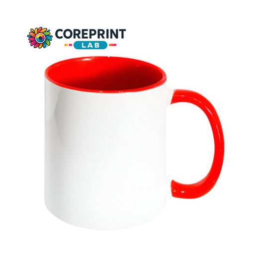 Taza Blanca Interior y Mango Rojo 11oz para Sublimación