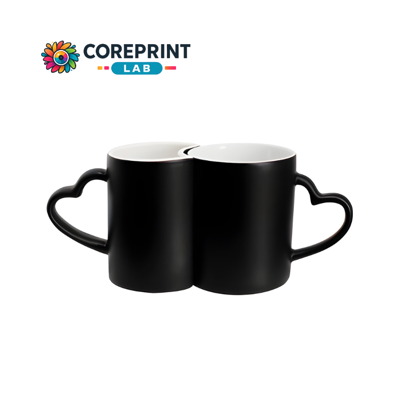Set de 2 Tazas Mágicas Corazón 11oz para Sublimación – Insumo