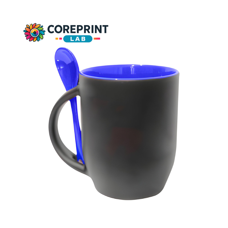 Taza Mágica con Cuchara Mate Azul Cobalto 11oz para Sublimación