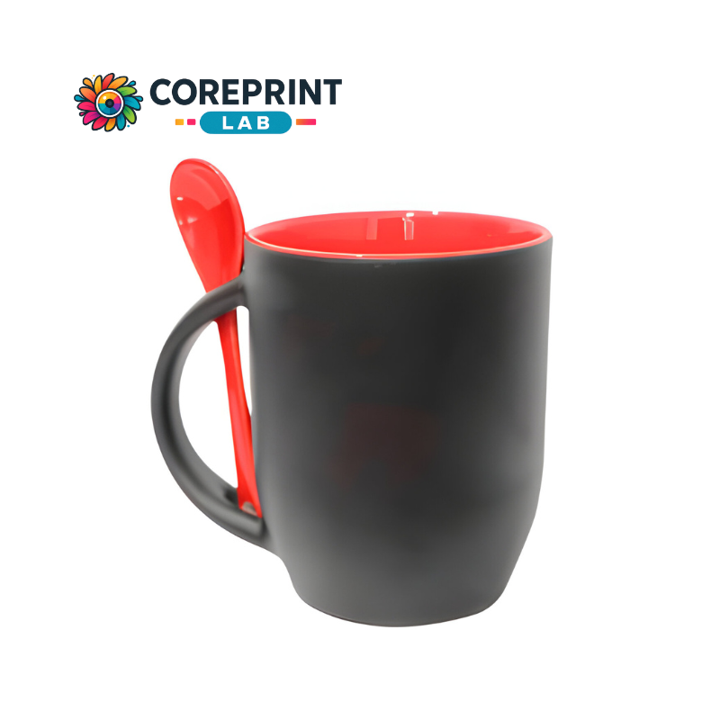 Taza Mágica con Cuchara Mate Roja 11oz para Sublimación