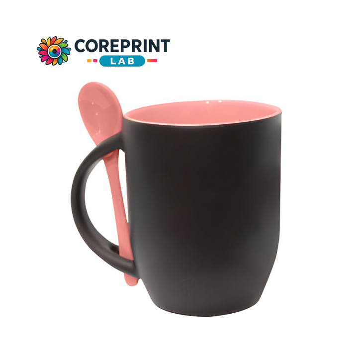 Taza Mágica con Cuchara Mate Rosa 11oz para Sublimación