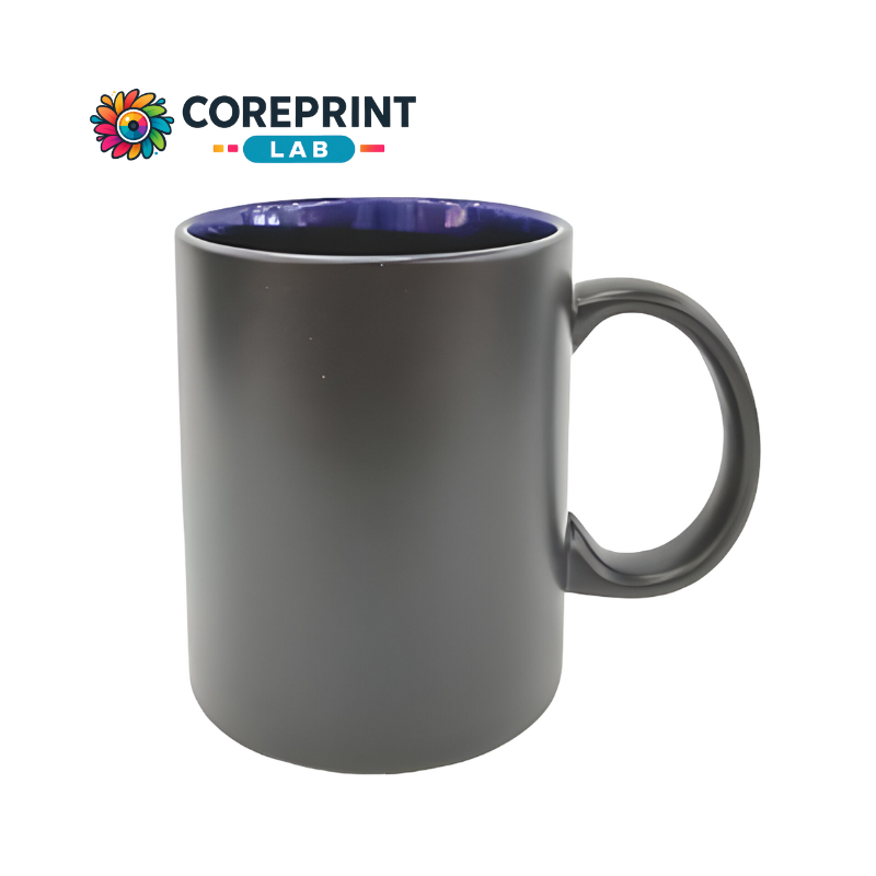 Taza Mágica Mate Negra Interior Azul Cobalto 11oz para Sublimación