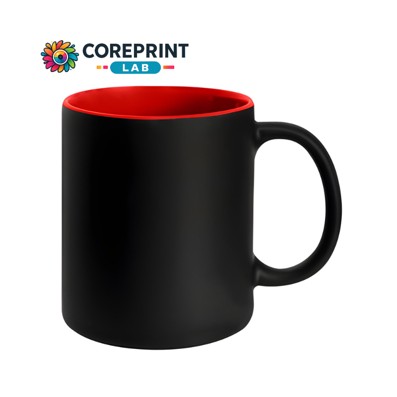 Taza Mágica Mate Negra Interior Rojo 11oz para Sublimación