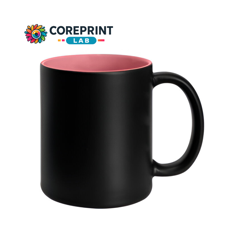 Taza Mágica Mate Negra Interior Rosa 11oz para Sublimación