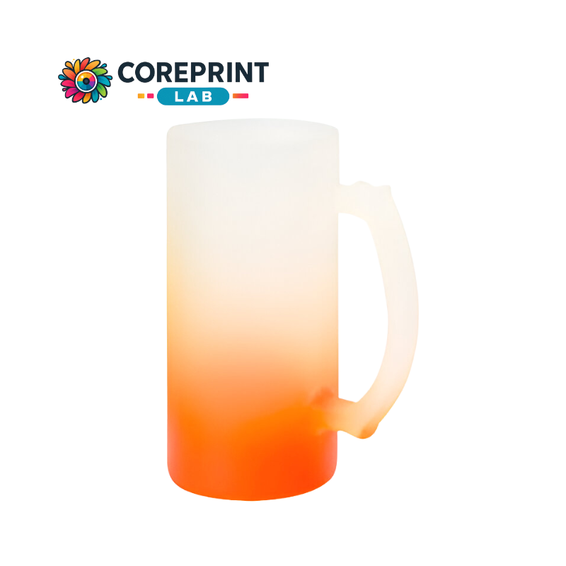 Tarro de Vidrio Satinado con Fondo Naranja 16oz – Calidad Doble AA para Sublimación Profesional