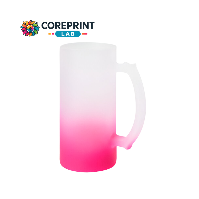 Tarro de Vidrio Satinado con Fondo Rosa 16oz – Calidad Doble AA para Sublimación Profesional