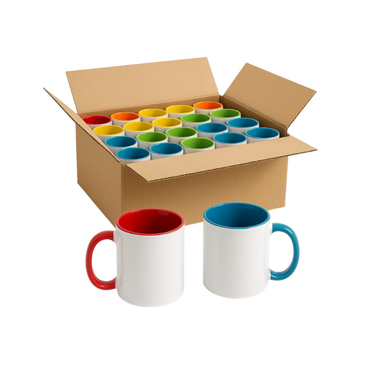 Taza Bicolor para Sublimación 11oz – Caja de 36 Piezas